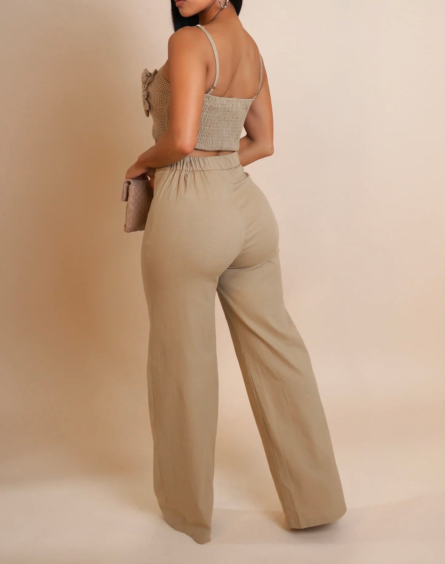 Spending Time Away Pant Set - Khaki