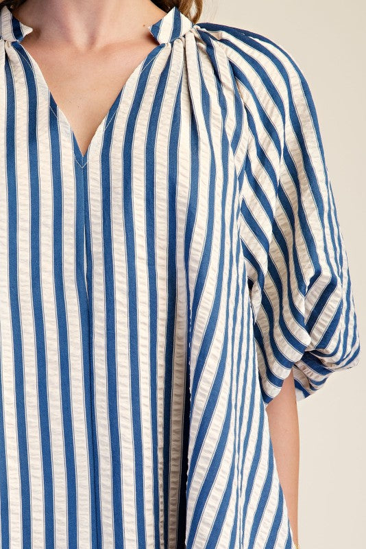 Stripe Mini Dress - Indigo