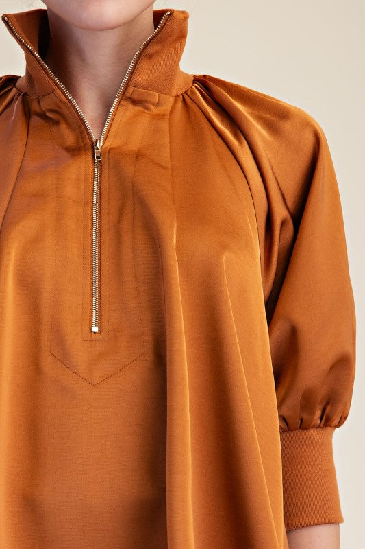 Elbow Sleeve Blouse - Rust