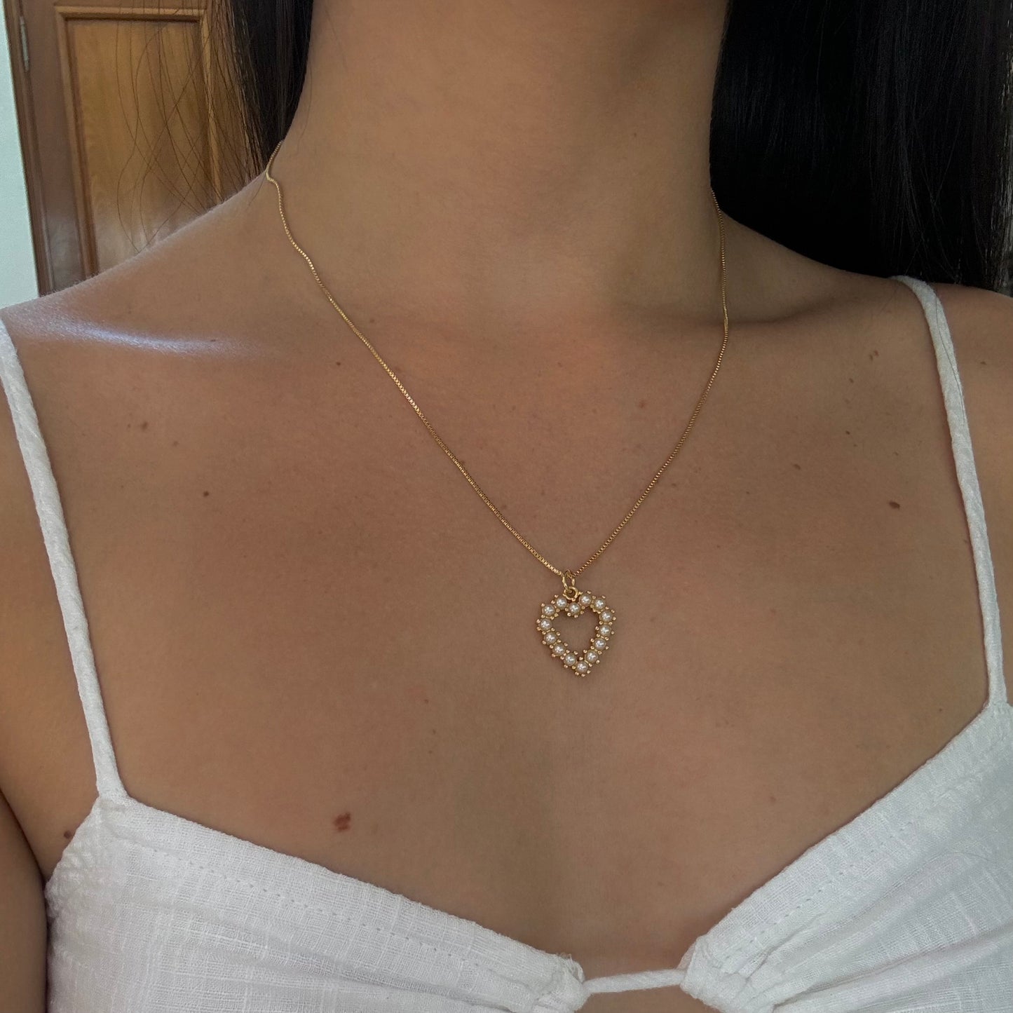 Collar de corazón de perla