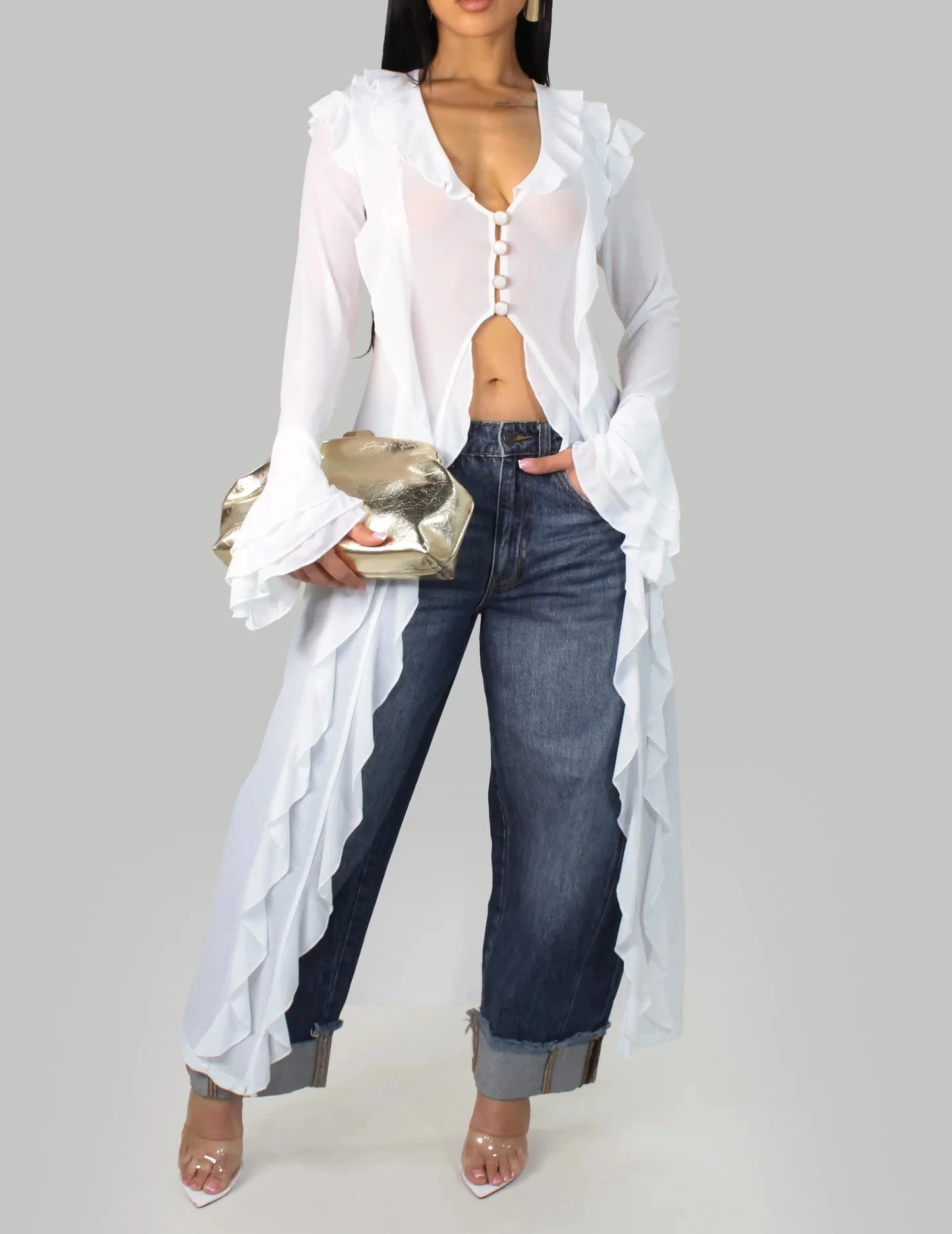No Worries Shirt Dress - White