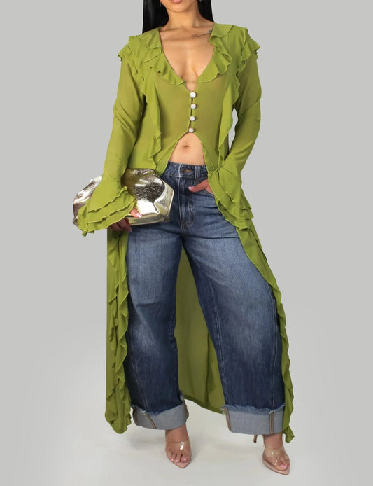 No Worries Shirt Dress - Green