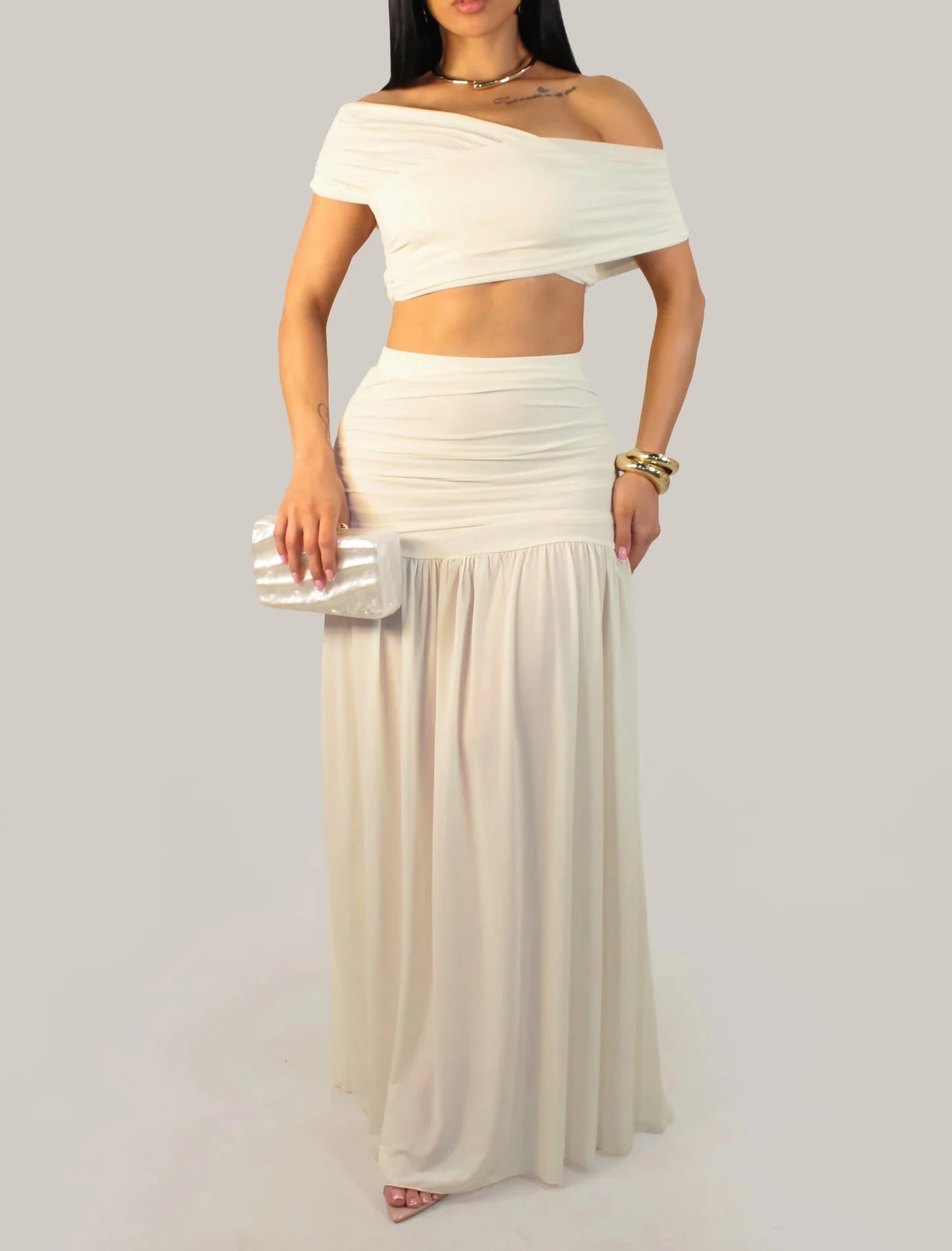 Nothing To Worry About Skirt Set - Ivory