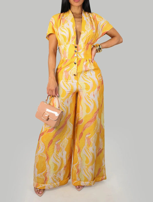 Sunlit Glow Jumpsuit - Yellow