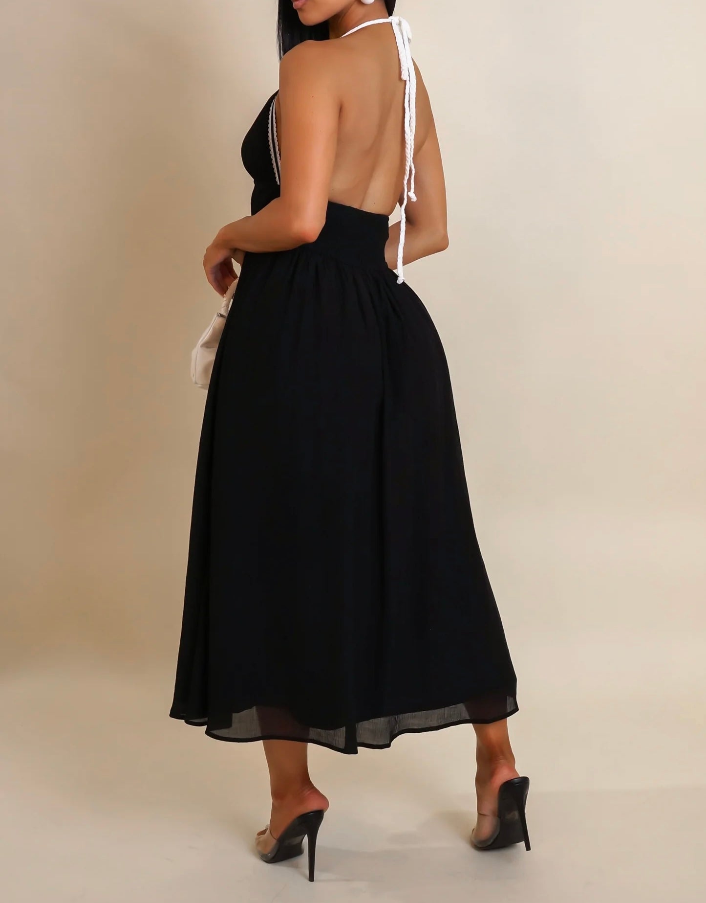 Twirl Me Around Midi Dress- Black