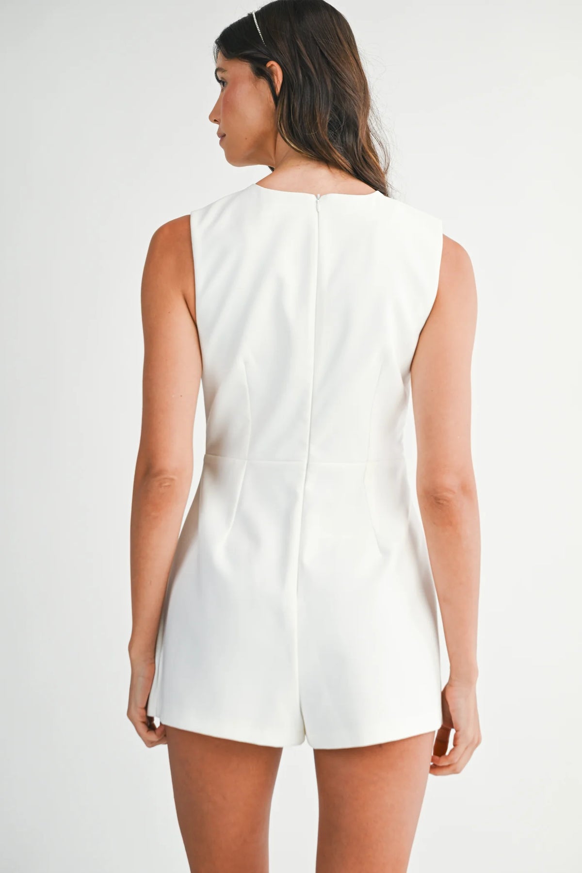 Jewel Bow Romper - Off White