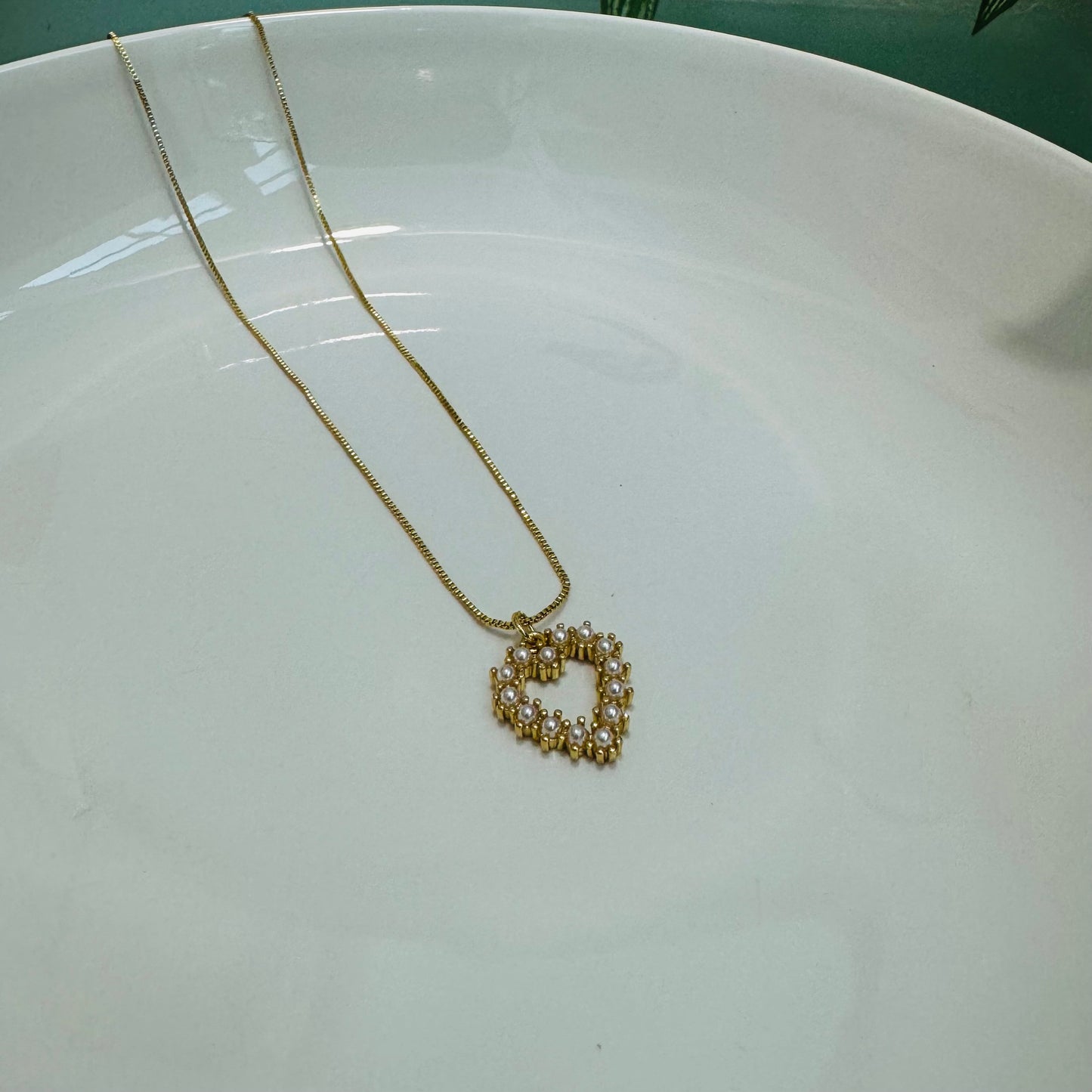 Collar de corazón de perla