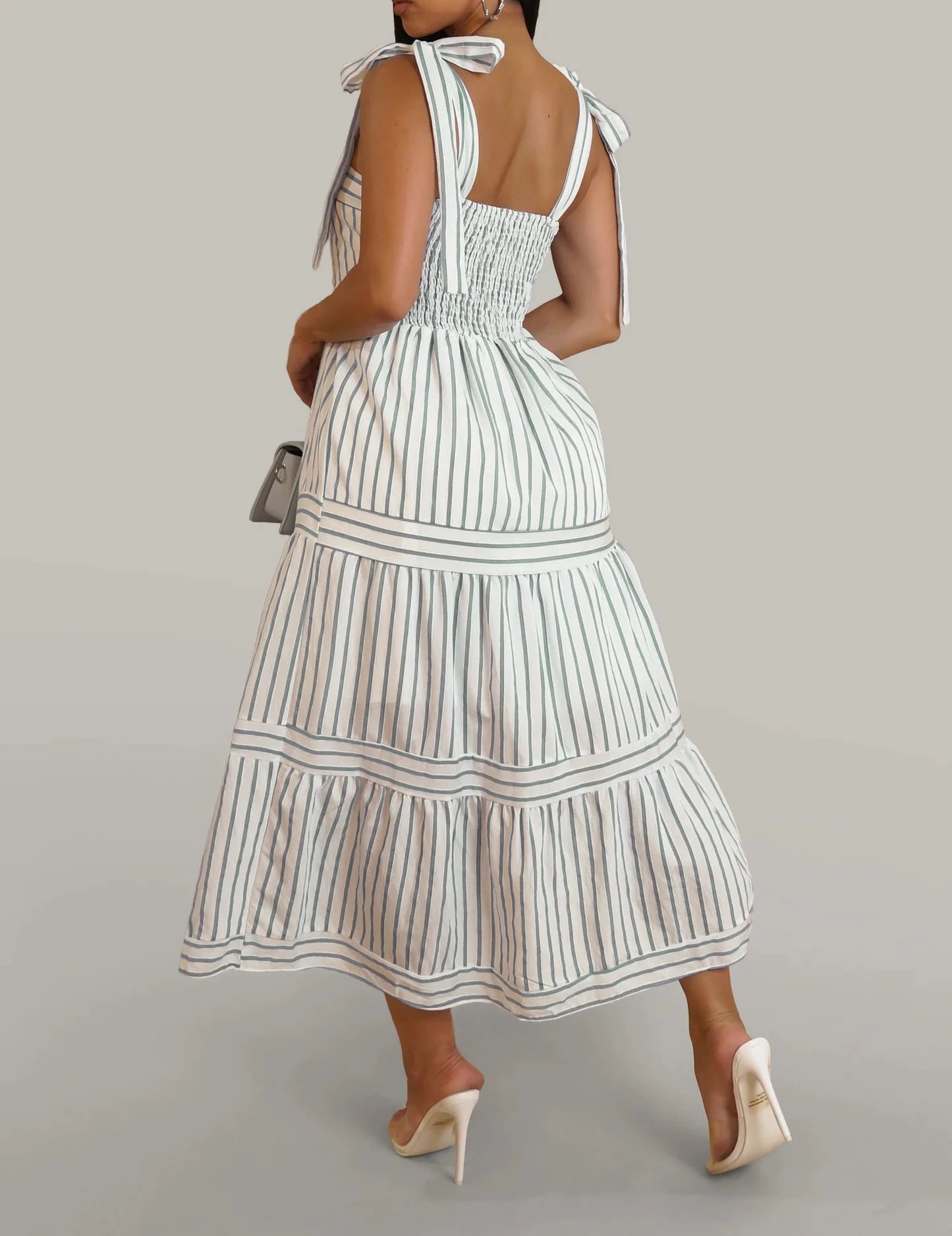 Open To Summer Dress - White & Green