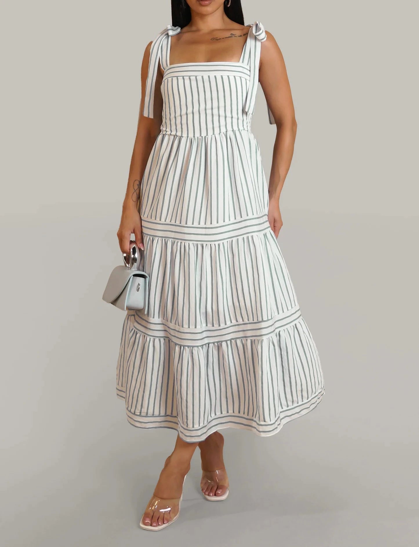 Open To Summer Dress - White & Green