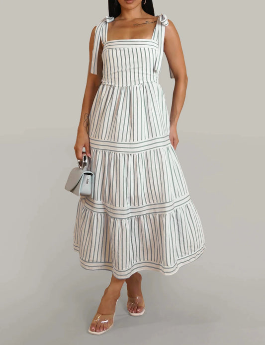 Open To Summer Dress - White & Green
