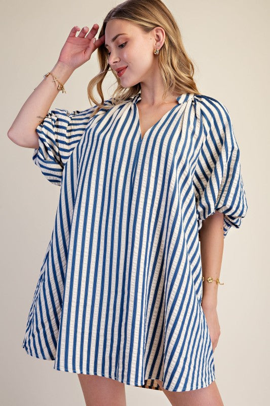 Stripe Mini Dress - Indigo
