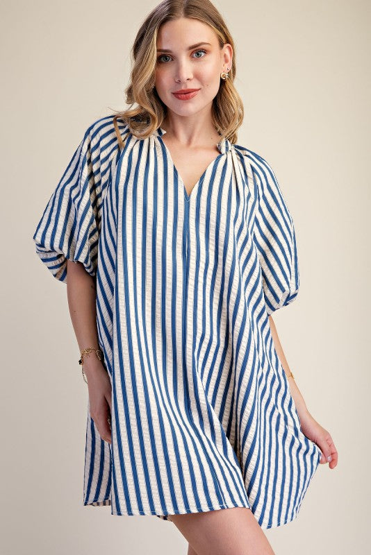 Stripe Mini Dress - Indigo
