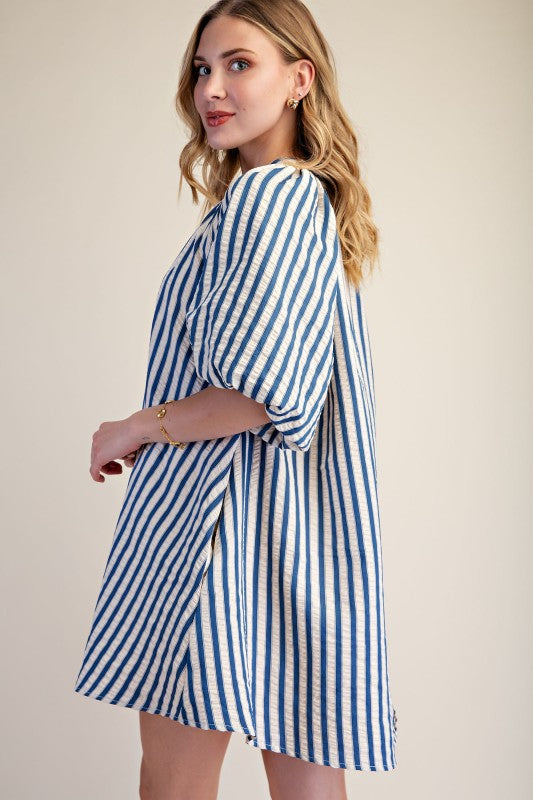 Stripe Mini Dress - Indigo