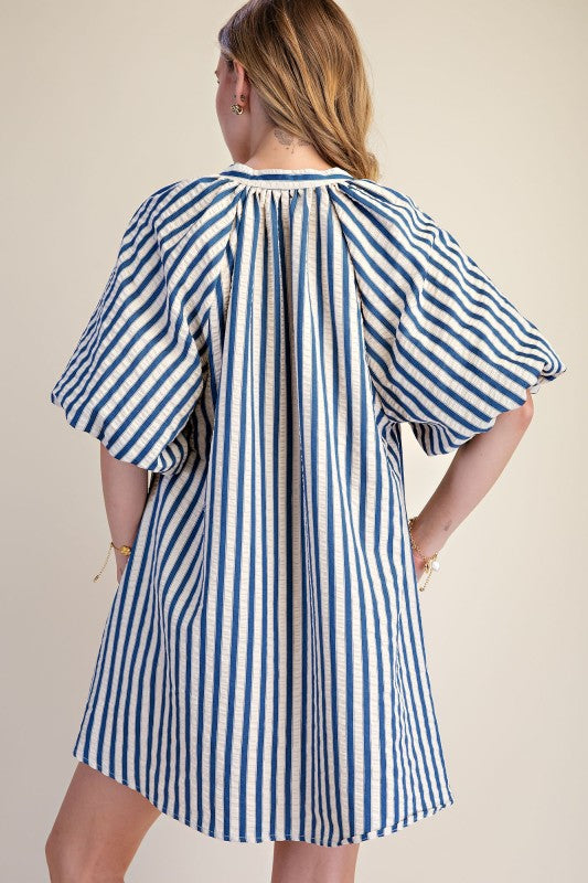 Stripe Mini Dress - Indigo