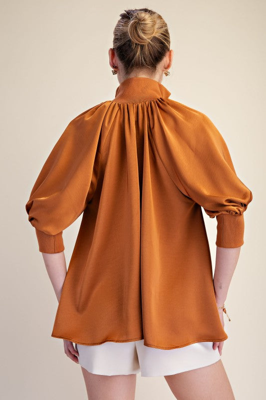 Elbow Sleeve Blouse - Rust
