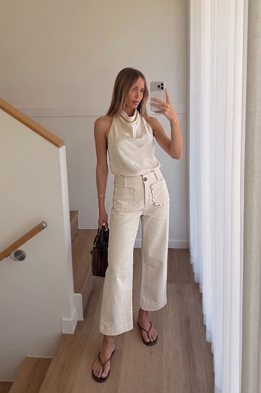 Colette Wide-Leg Pants - Cream
