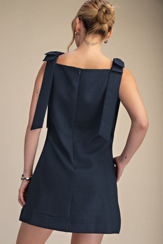 Bow Mini Dress - Deep Navy