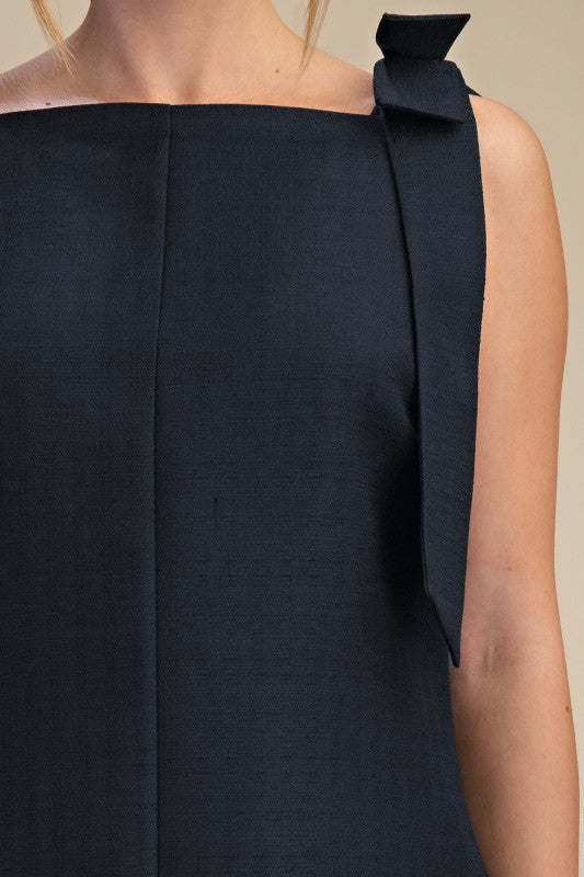 Bow Mini Dress - Deep Navy