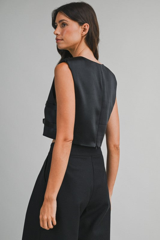 Bow Vest Top - Black