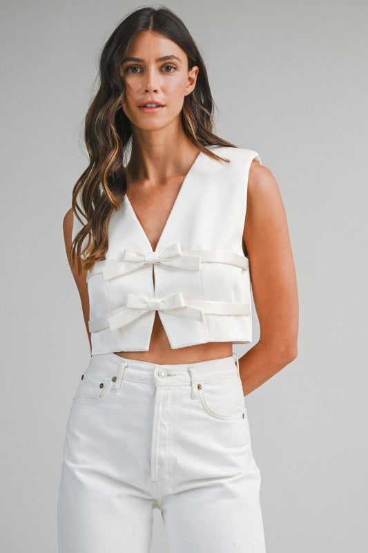 Bow Vest Top - Cream