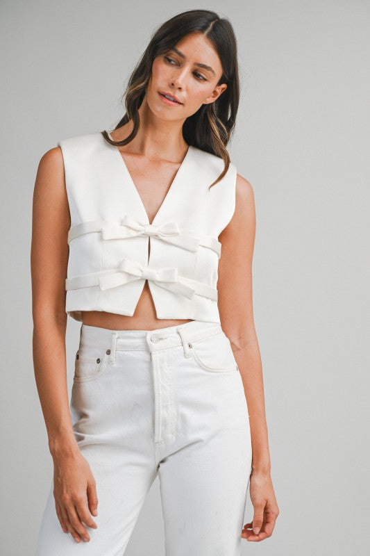 Bow Vest Top - Cream