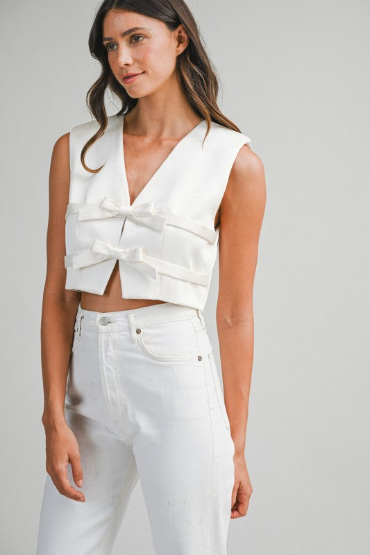 Bow Vest Top - Cream