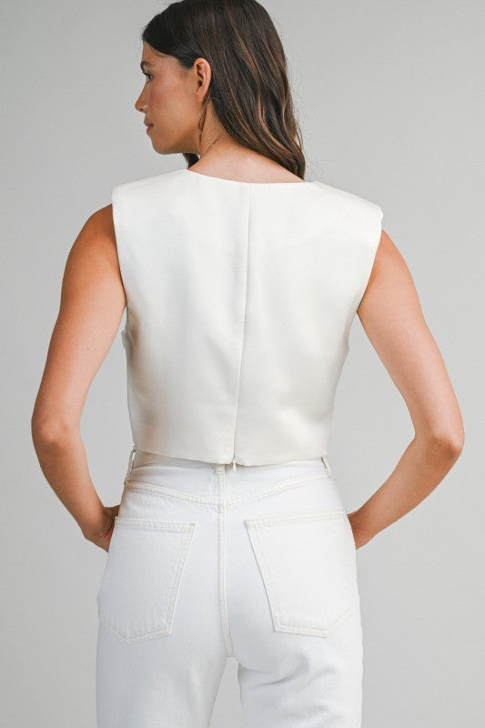 Bow Vest Top - Cream