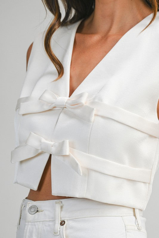 Bow Vest Top - Cream