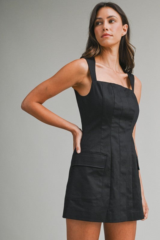 Open Back Mini Dress - Black