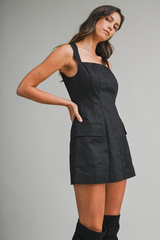 Open Back Mini Dress - Black