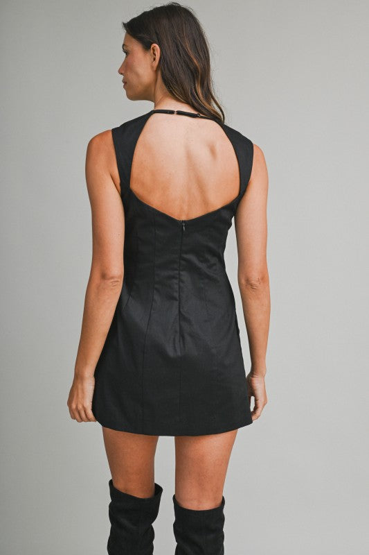 Open Back Mini Dress - Black
