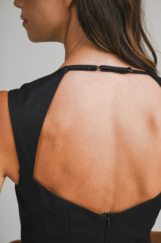 Open Back Mini Dress - Black