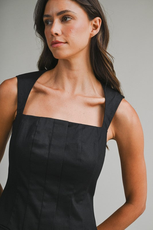 Open Back Mini Dress - Black