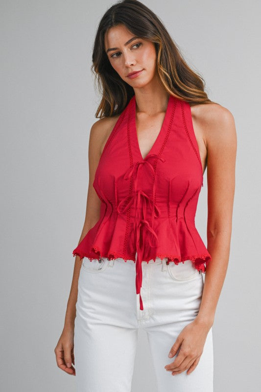 Peplum Top - Red