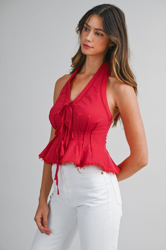 Peplum Top - Red