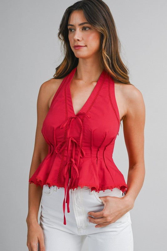 Peplum Top - Red